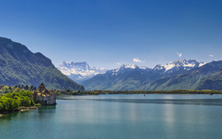 Blick auf den Genfersee von Montreux aus