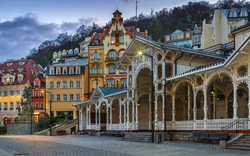 Stadtzentrum von Karlsbad im Winter